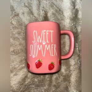 Rae Dunn Sweet Summer Pink Mug with Strawberries